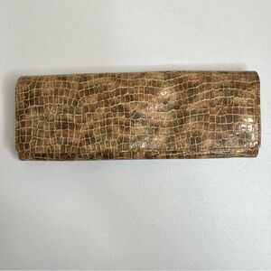 NWT Rolfs Clutch Wallet Purse Metallic Reptile Animal Print Zipper Pocket 11.5X4